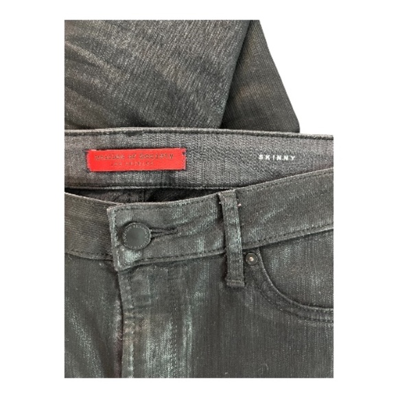 π EUC ARTICLES OF SOCIETY SoHo Glamour Mason black wax coated skinny jeans 31 - Picture 4 of 9